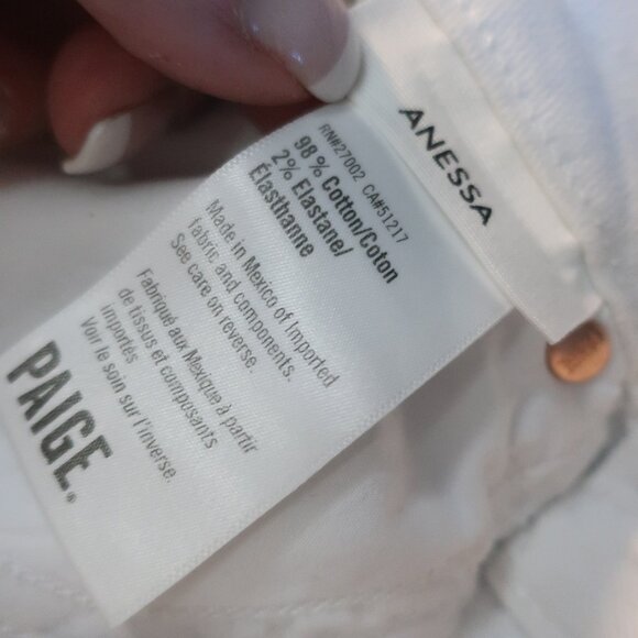 Womens Paige Anessa Crisp White Cropped Wide Leg Denim Jeans 24 - Picture 11 of 11